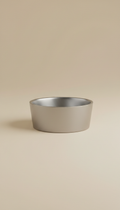 Brushed Metal Pet Bowl In Tapered Form