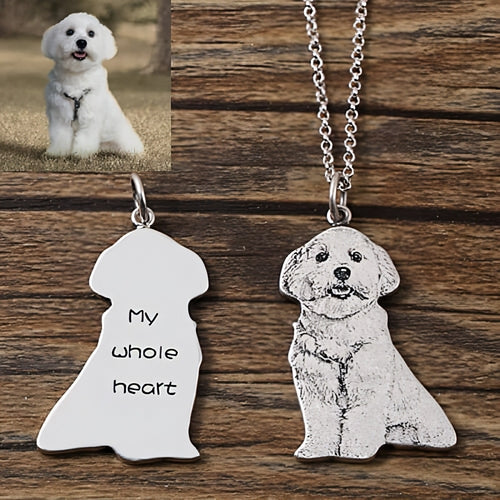 Personalized Pet Memorial Necklace â€?Custom Engraved Cat & Dog Pendant